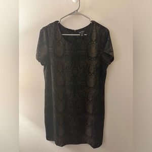 NWT-Nicole Miller New York Python Print Sheath Shift Dress(10) brown and black